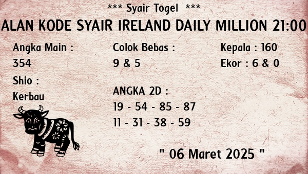 Prediksi Ireland Daily Million 21:00 WIB