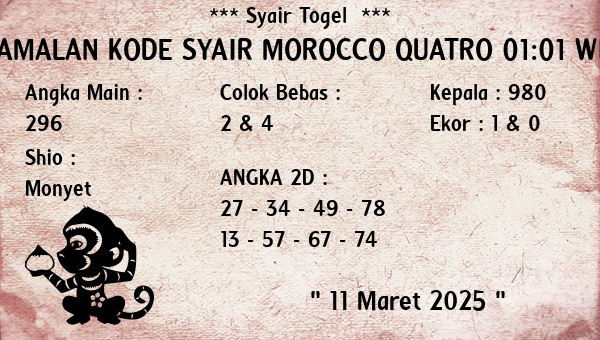 Prediksi Morocco Quatro 01:01 WIB